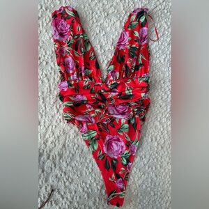 Zara Red Floral Swimsuit